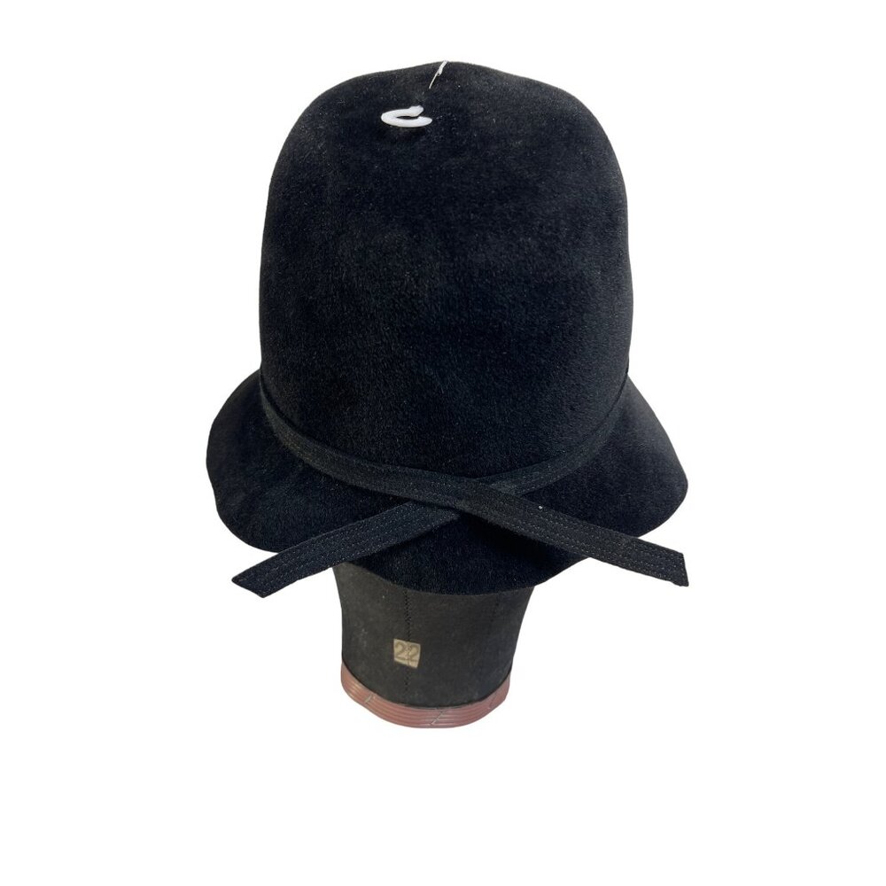 Vintage Otto Lucas Junior Black Wool Cloche Hat Made In England NWOT - Picture 5 of 7